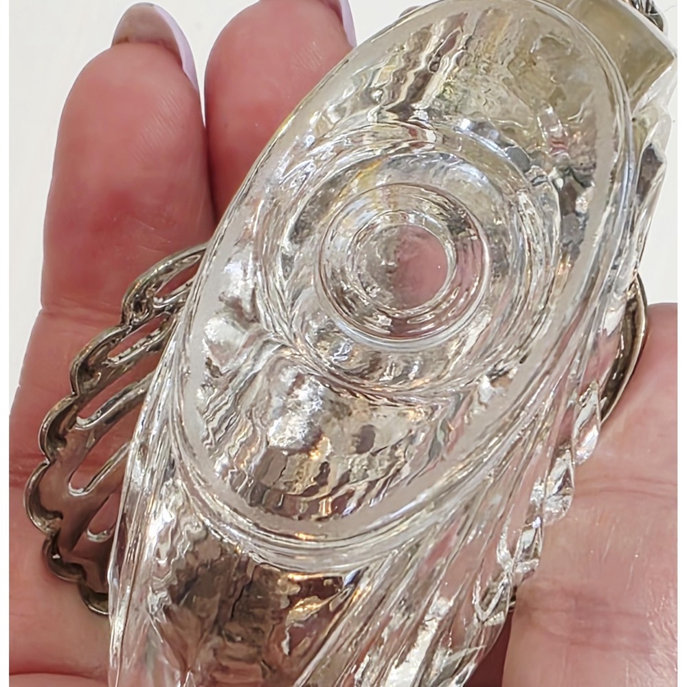 Vintage 1950s Glass Swan Salt Cellar, Silver Wings, Ring/Trinket DIsh - Picture 7 of 7